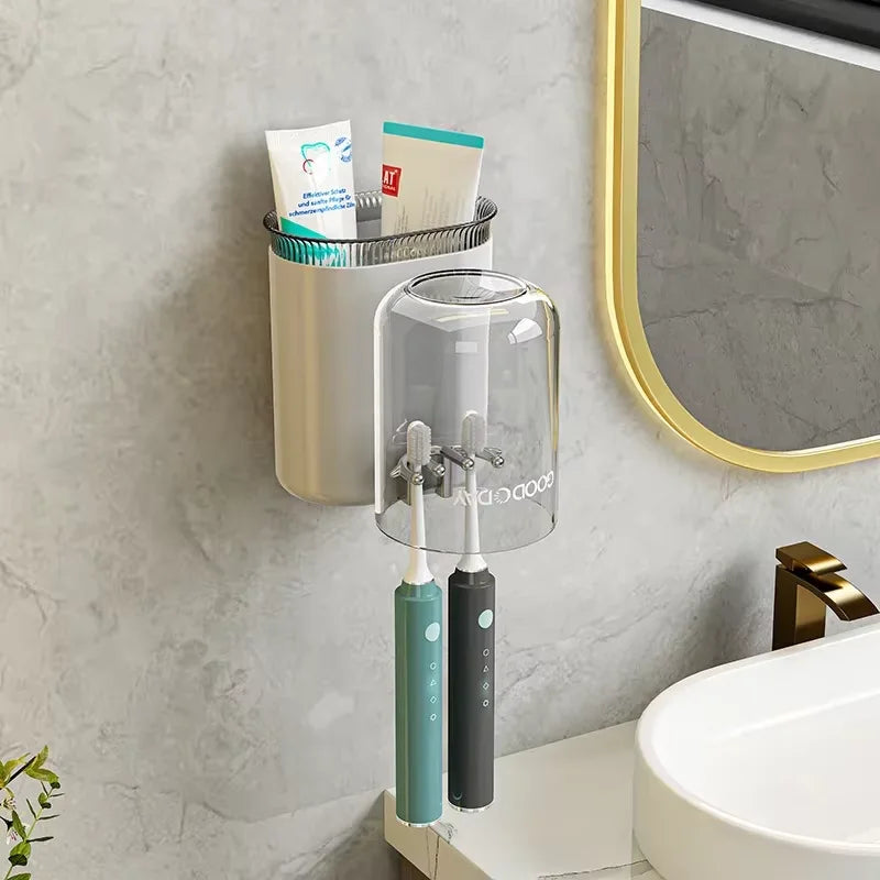 Washing Cup Toothbrush Holder Wall Mounted Toothpaste Shaver Storage Multifunctional Household Bathroom Accessories Storage Rack
