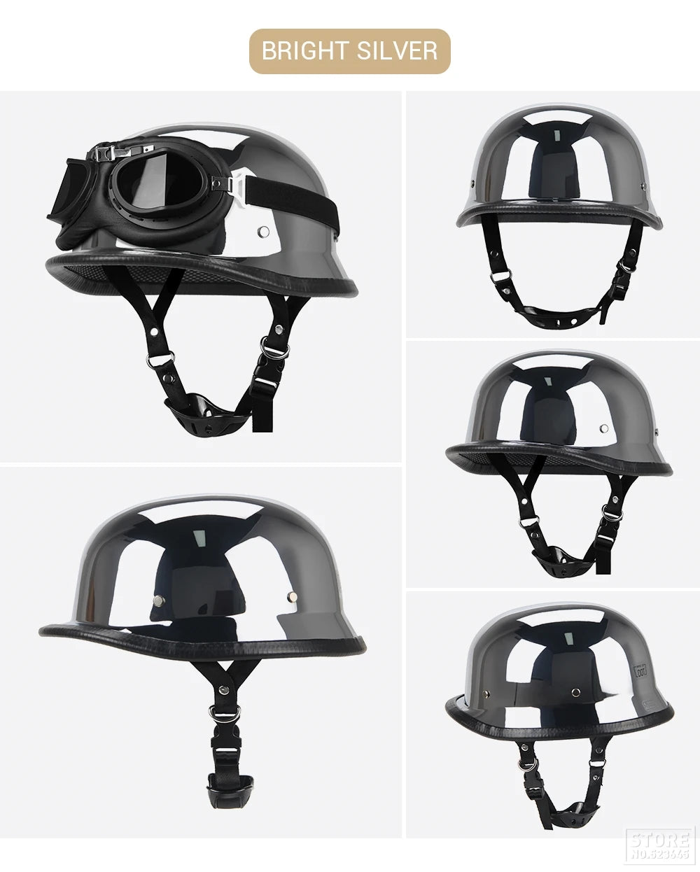 Motorcycle Half Helmet German Leather Vintage Helmet Casco Moto Motorcycle Open Face Helmet Biker Pilot DOT Certification S-XXL