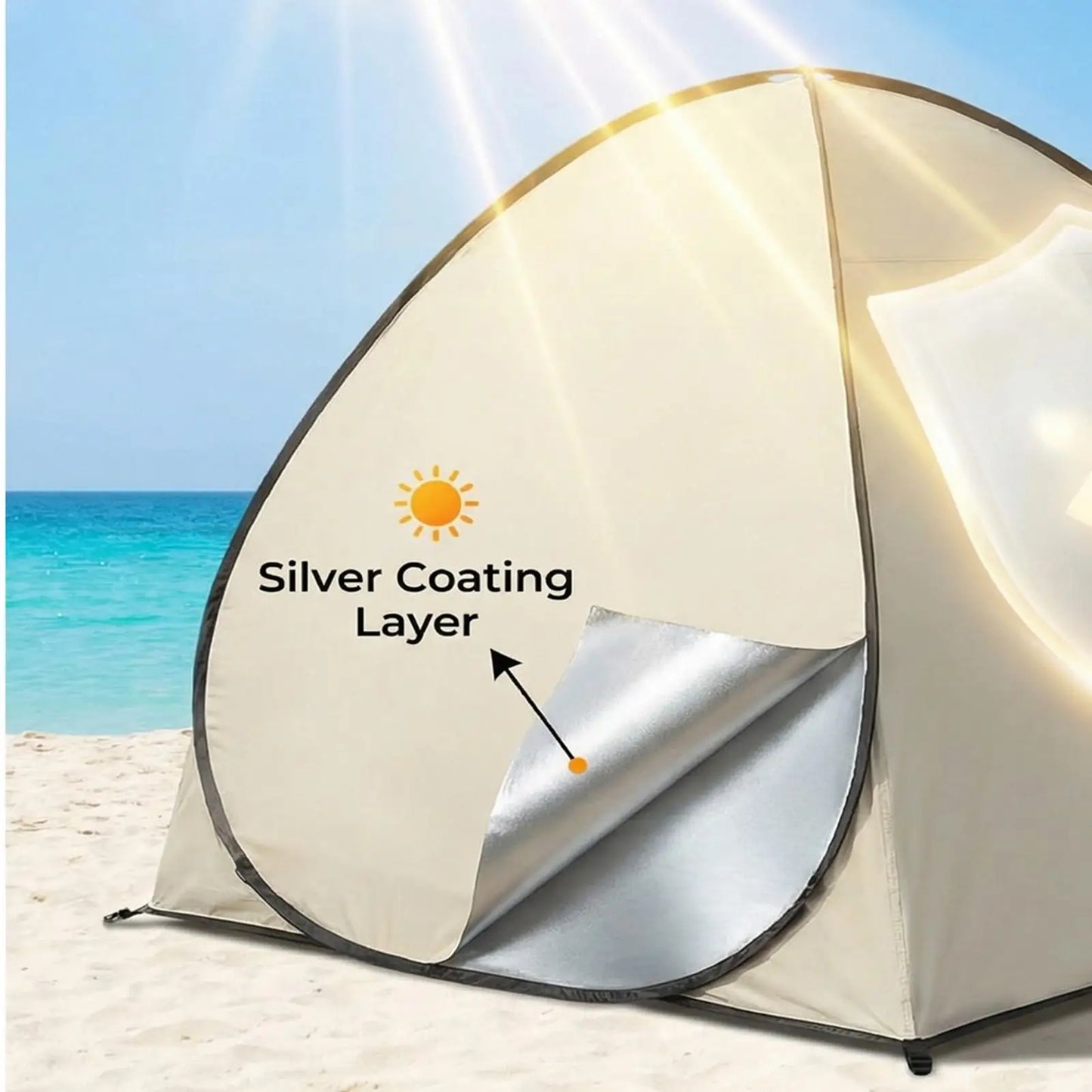 Portable Beach Shade Breathable Portable Sun Shelter Canopy Automatic Fold Up Tent For 2-3 Person Girls Family Outing Fishing
