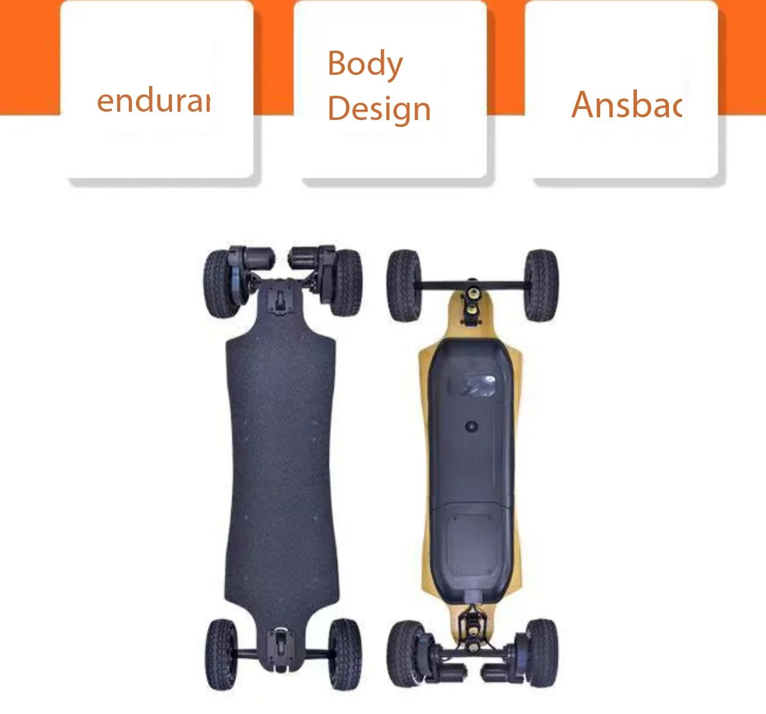 All Terrain Electric Skateboard, Off-Road Shock Absorbing Board, Wireless Remote Control High Speed Scooter for Adults Commute