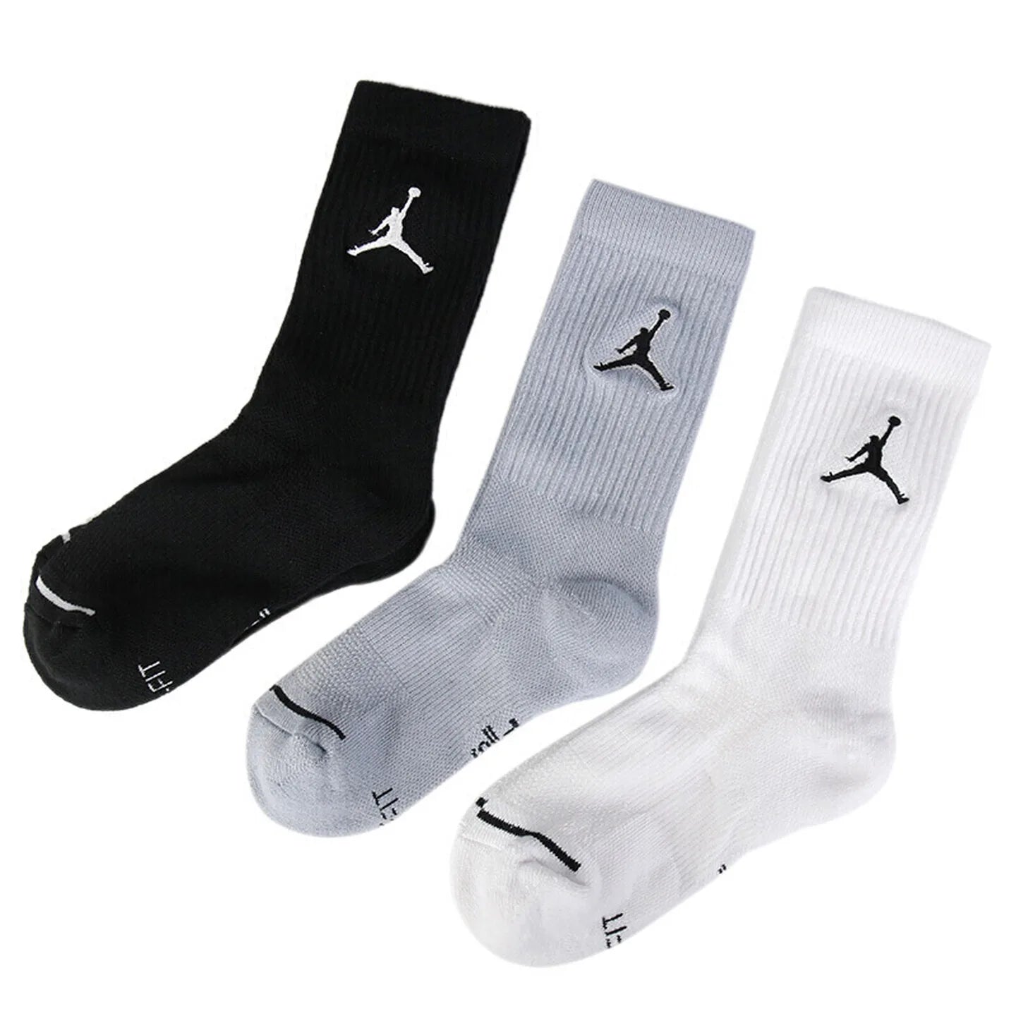 Nike (NIKE) 3-Pack Socks for Men and Women: Air Jordan Training Breathable Casual Socks, Mid-Calf Sports Socks SX5545-019