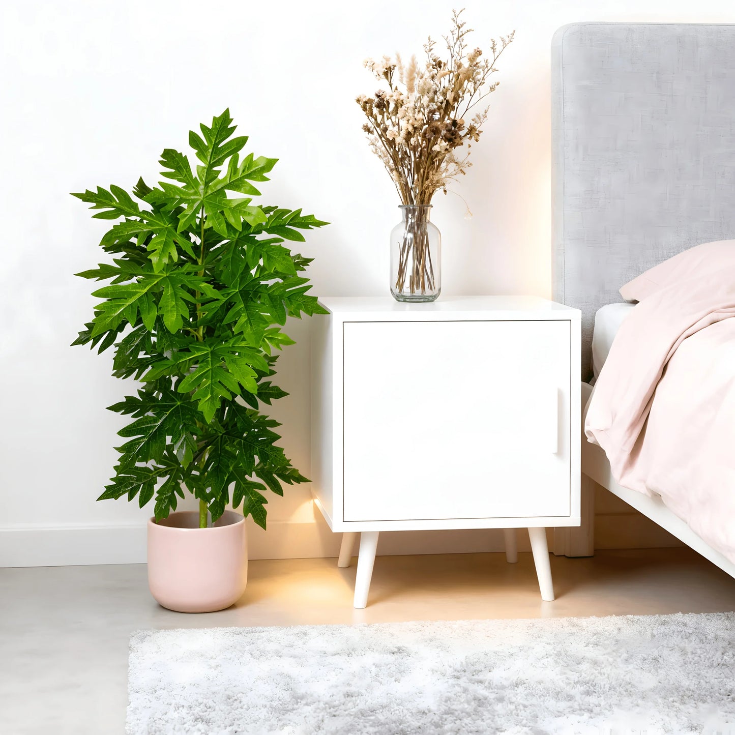 1Pcs Large Lifelike Artificial Rosaceae Papaya Leaf Plant 15-Leaf Simulated Monster Plant, Artificial Flowers Green Potted Plant