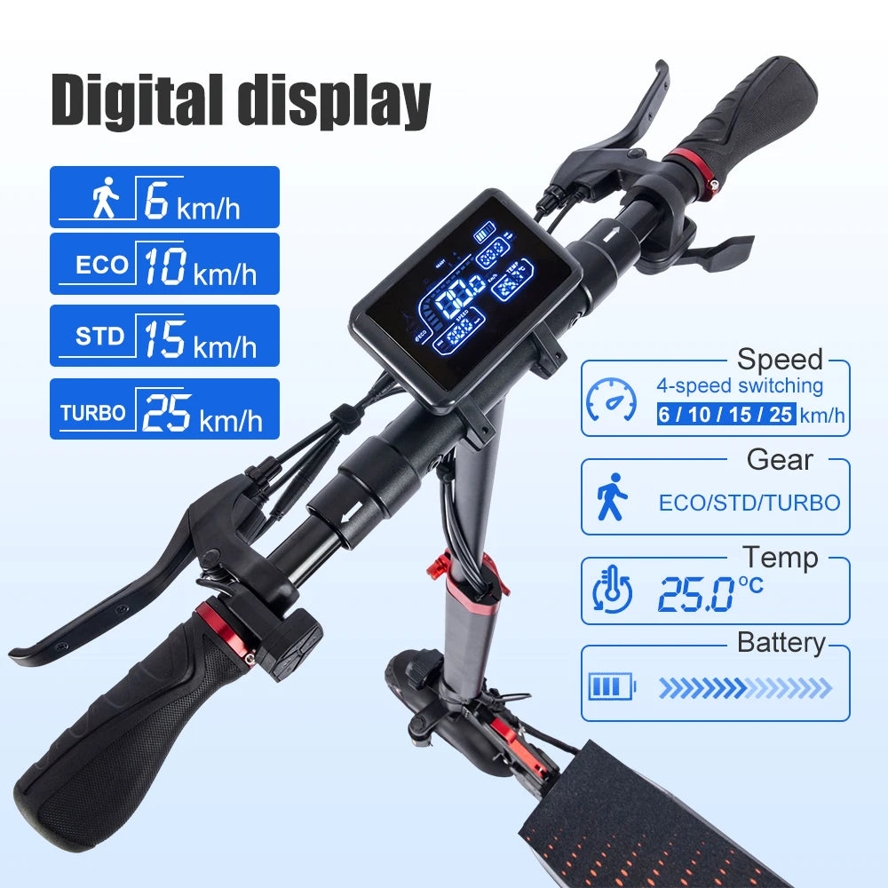 T4 500W High Power Dual Motor Adjustable Height Off-road Folding Adult Electric Scooter