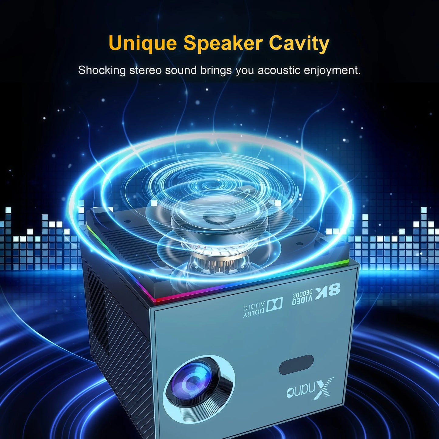 Xnano X3 Mini Projector Android 9.0 8K Decode Electric Focus ±50° Keystone ARGB Light Dolby Audio Portable Home Theater WiFi BT