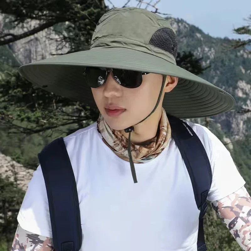 Mens Quick Dry Bucket Hat Large Size Sun Hat with Solar Powered Fan USB Rechargeable for Outdoor Hiking Camping Fishing Activity
