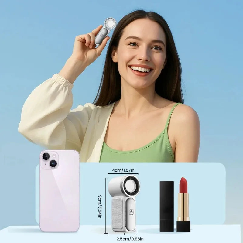 Mini Handheld Fan - Portable Turbo Fan with 100 Wind Speed, 1200mAh & Type-C, - Cooling Blower，Travel,R Cooling Device Vibely Store