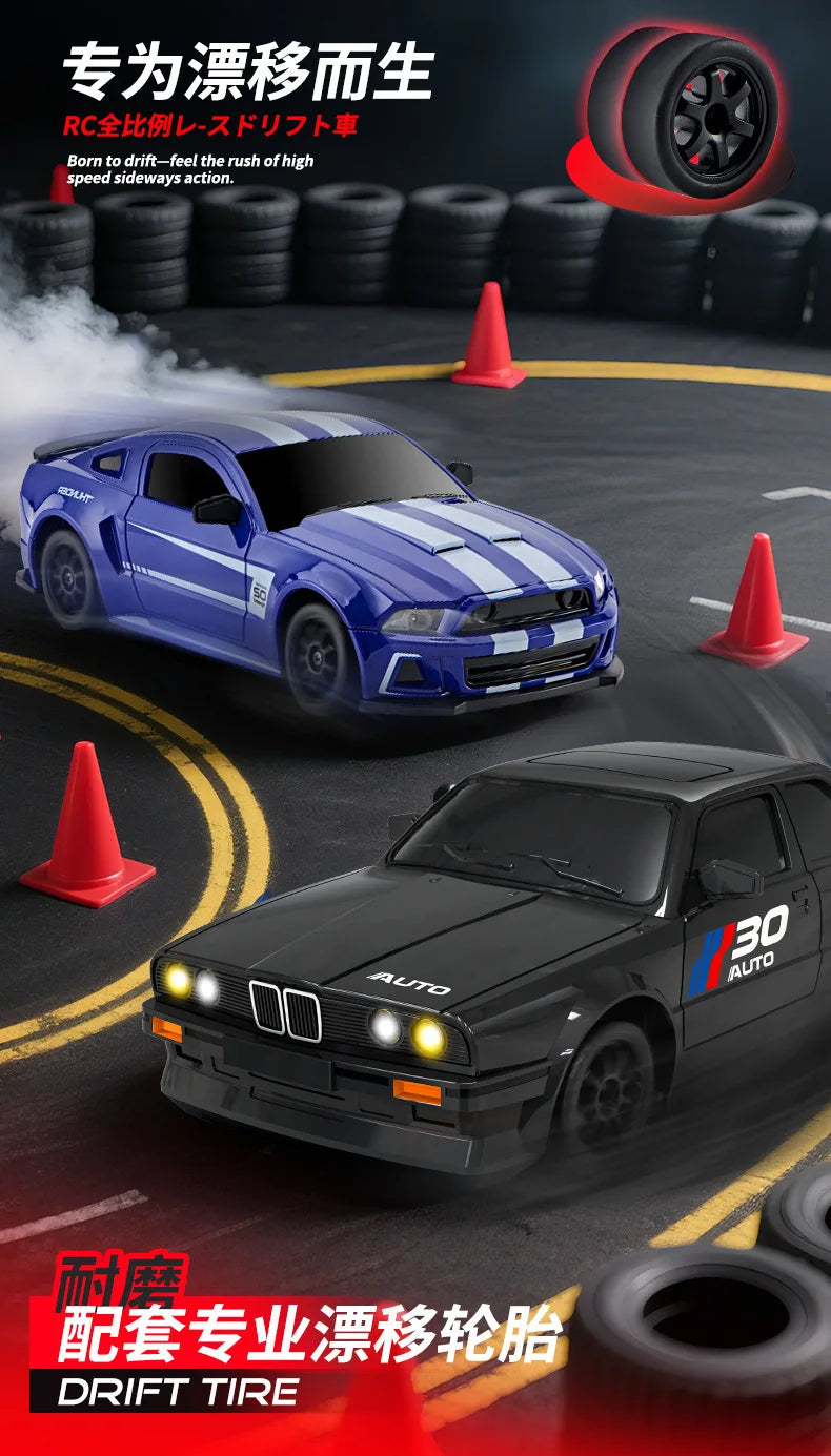 1:24 RC Drift Car 4WD Remote Control Car with Classic LED Lights High Speed Rechargeable Racing Sport Toy for Boys and Adults