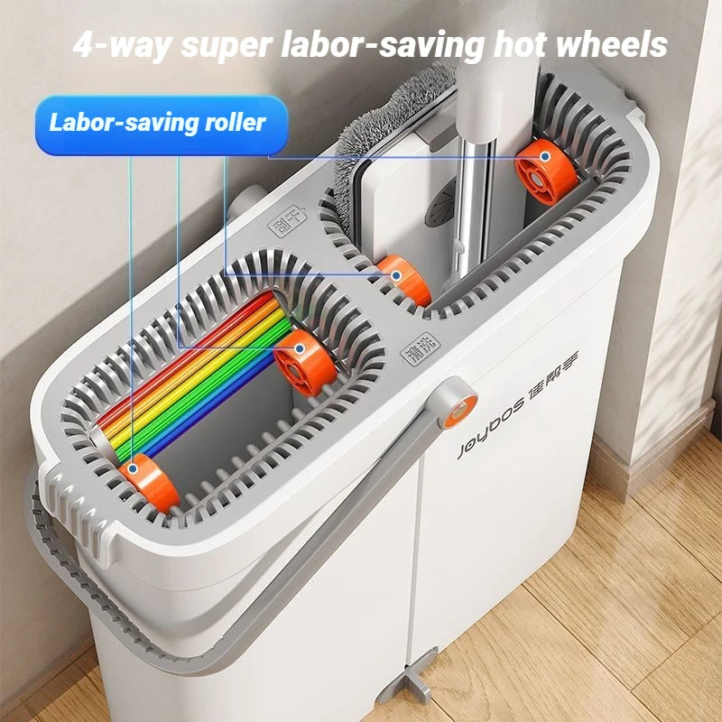 JOYBOS Floor Flat Spin Mop Set With Bucket 360 Rotating Hand-Free  33cm Washing and Squeeze For Home Toilet Bathroom Cleaner Mop