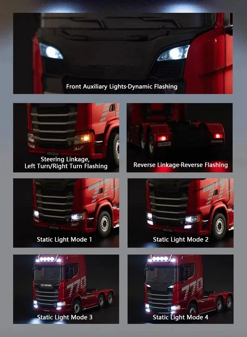 Huina New Model 1501+1509 770s RC Heavy-duty Truck Trailer Model Tractor High-end Toy Children's Adult Gift