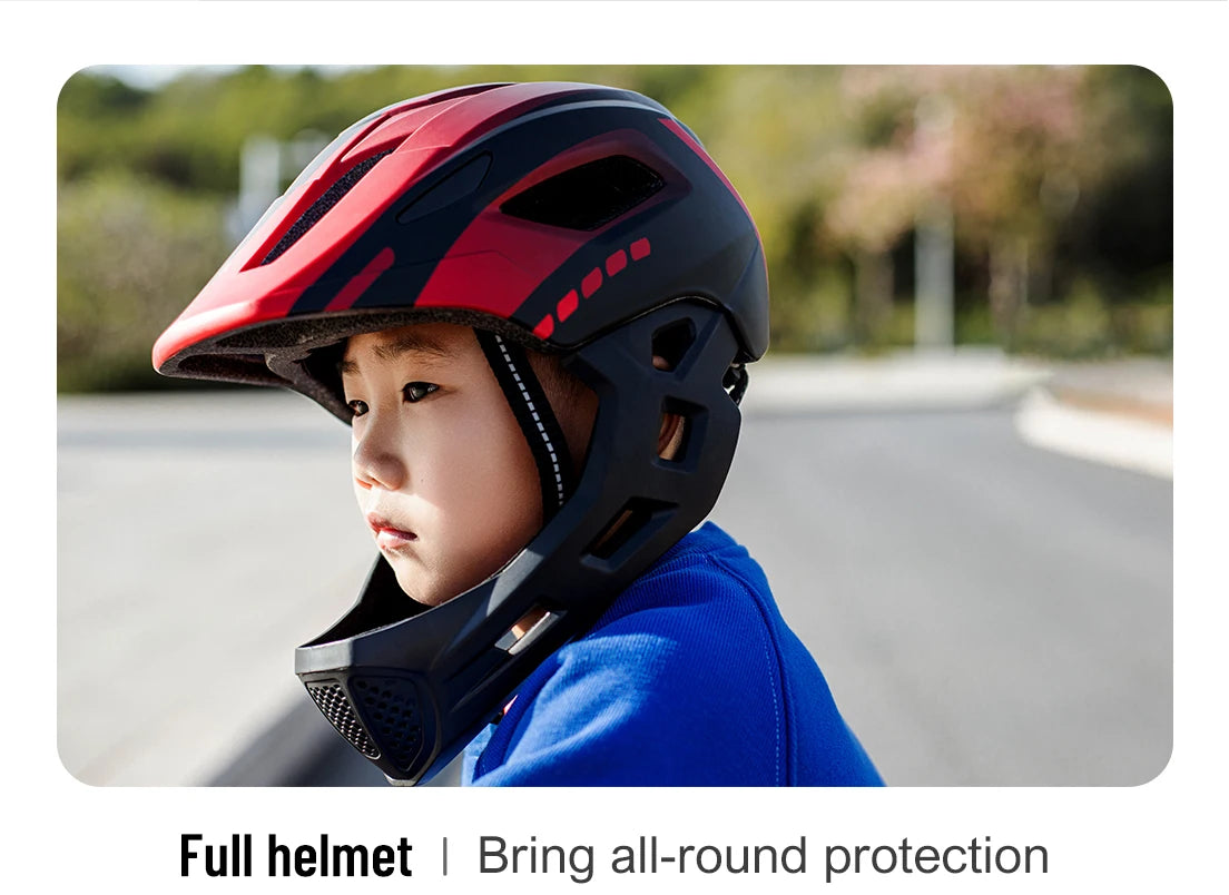 Eastinear Children's Bicycle Helmet LED Lightweight Adjustable Skateboard Roller Skating Full Face Detachable Riding Helmet