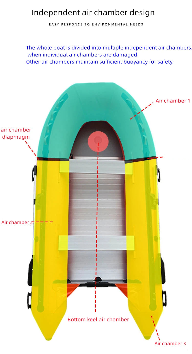 3.3m Inflatable Kayak PVC Speedboat Fishing Canoe Fishing Boat Aluminum Alloy Bottom