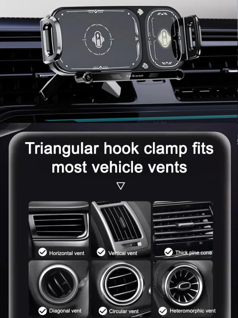 Wireless charging folding car large screen cell phone holder fast charging car navigation bracket
