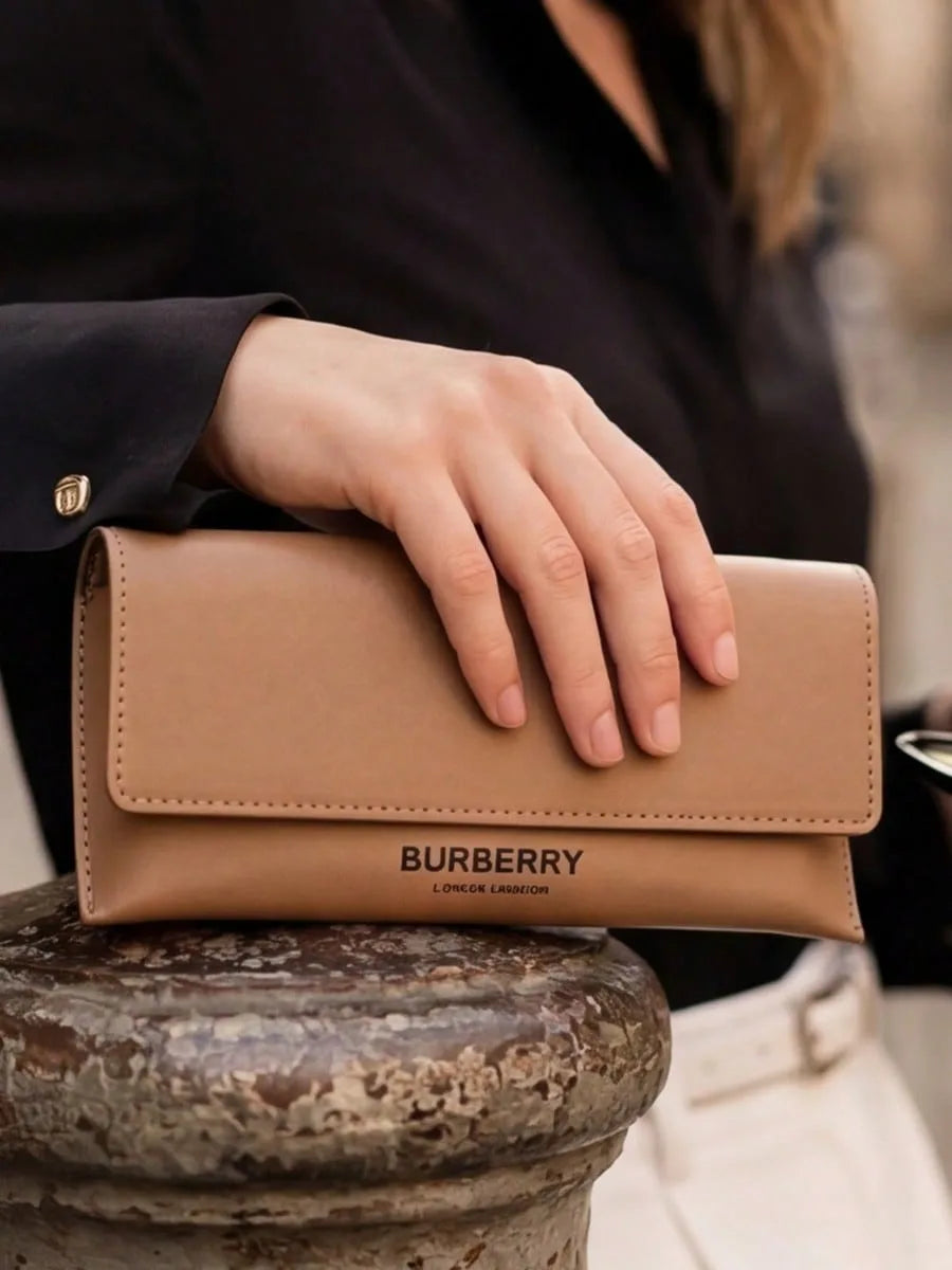 Burberry Wine Brown Leather Eyeglasses Case Luxury Hard Shell Protective Glasses Storage Box Designer Accessory For Women Perfec